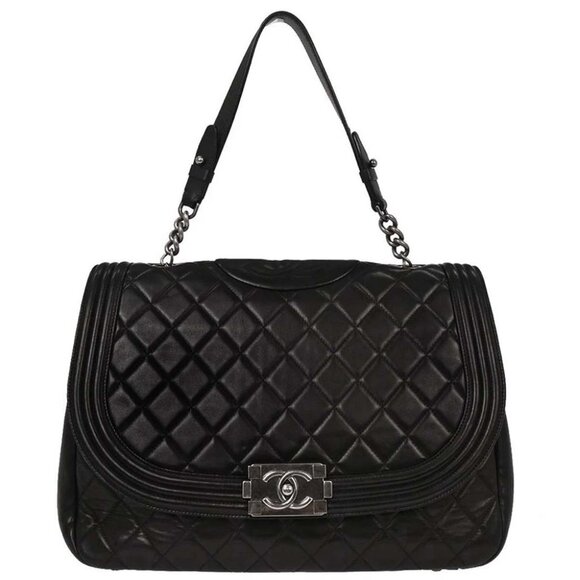 Chanel Black Lambskin Antik Boy Flap Handbag - Picture 1 of 10